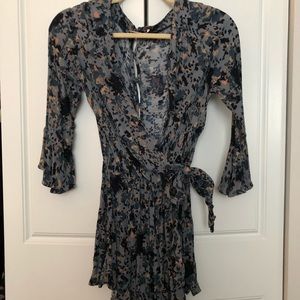 Free people wrap front romper, floral, size XS
